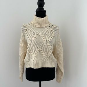 Cream Chunky Pompom Sweater - Small